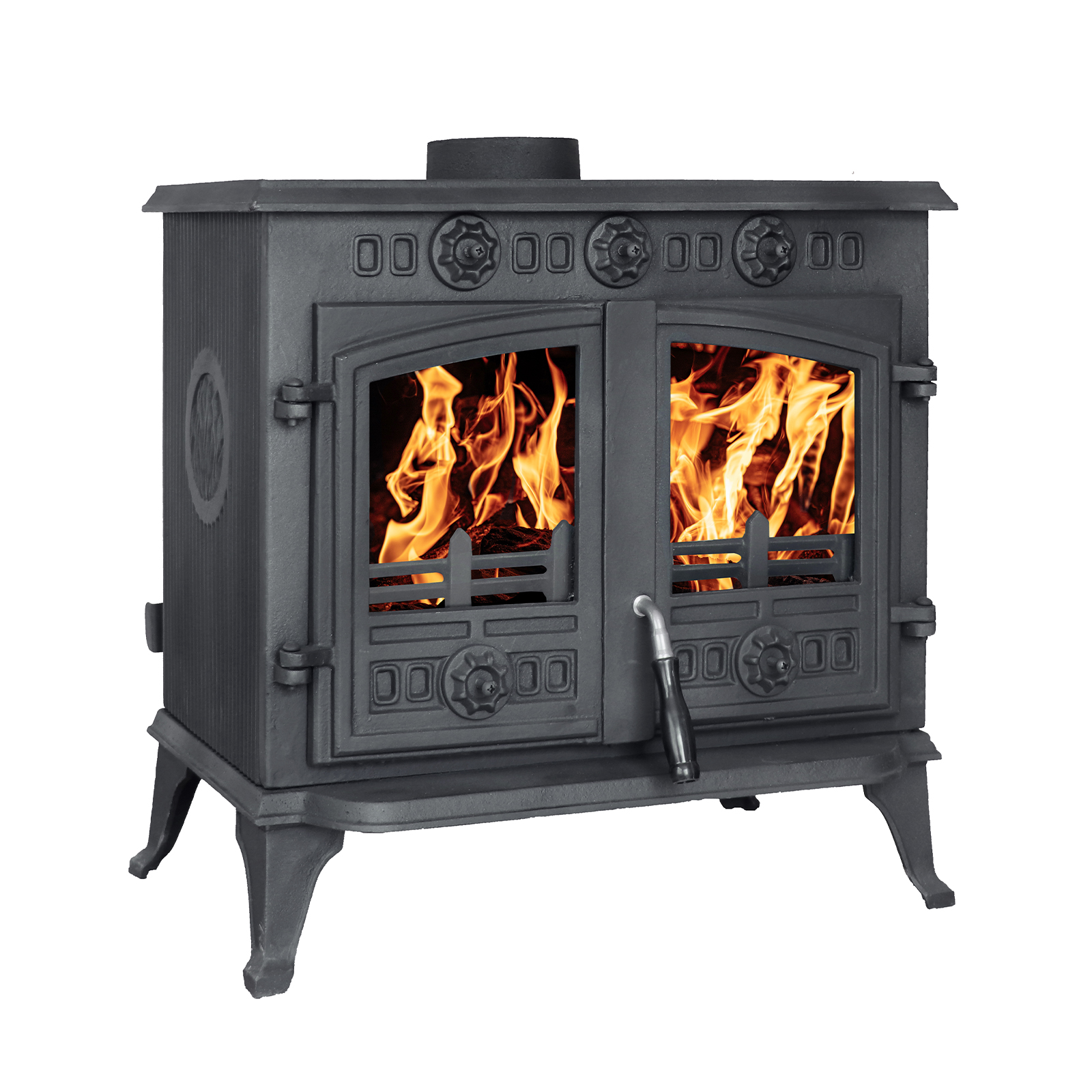 10kw cast iron wood and charcoal burning stove