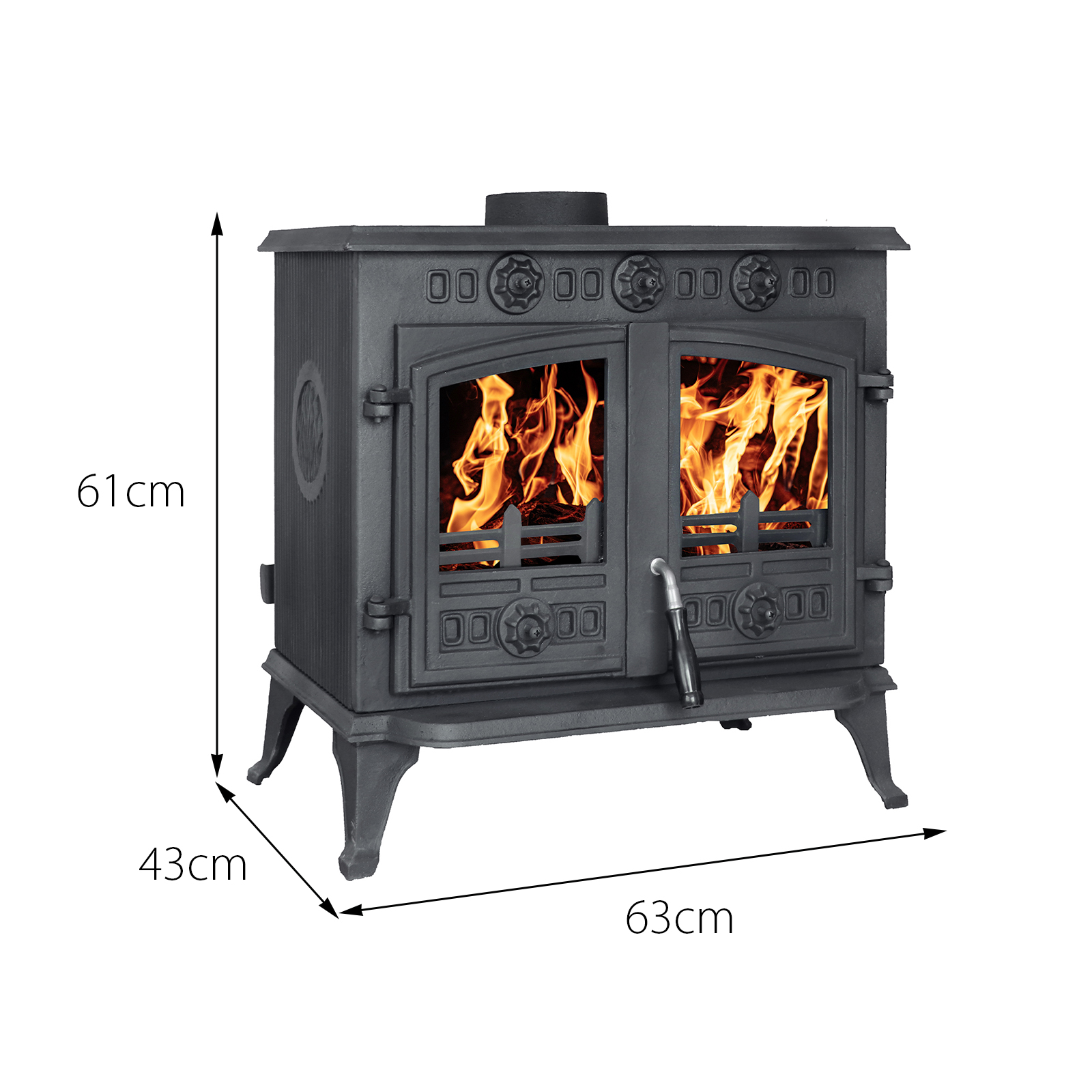 10kw cast iron wood and charcoal burning stove