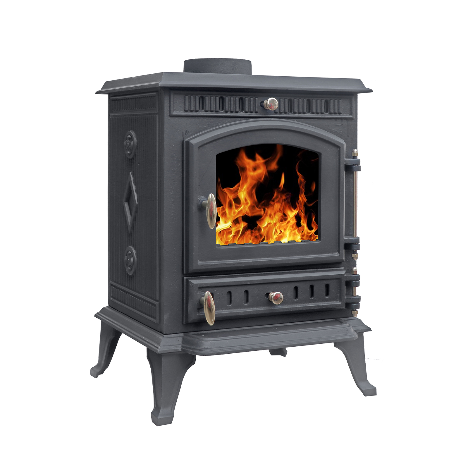 7kw cast iron wood and charcoal burning stove