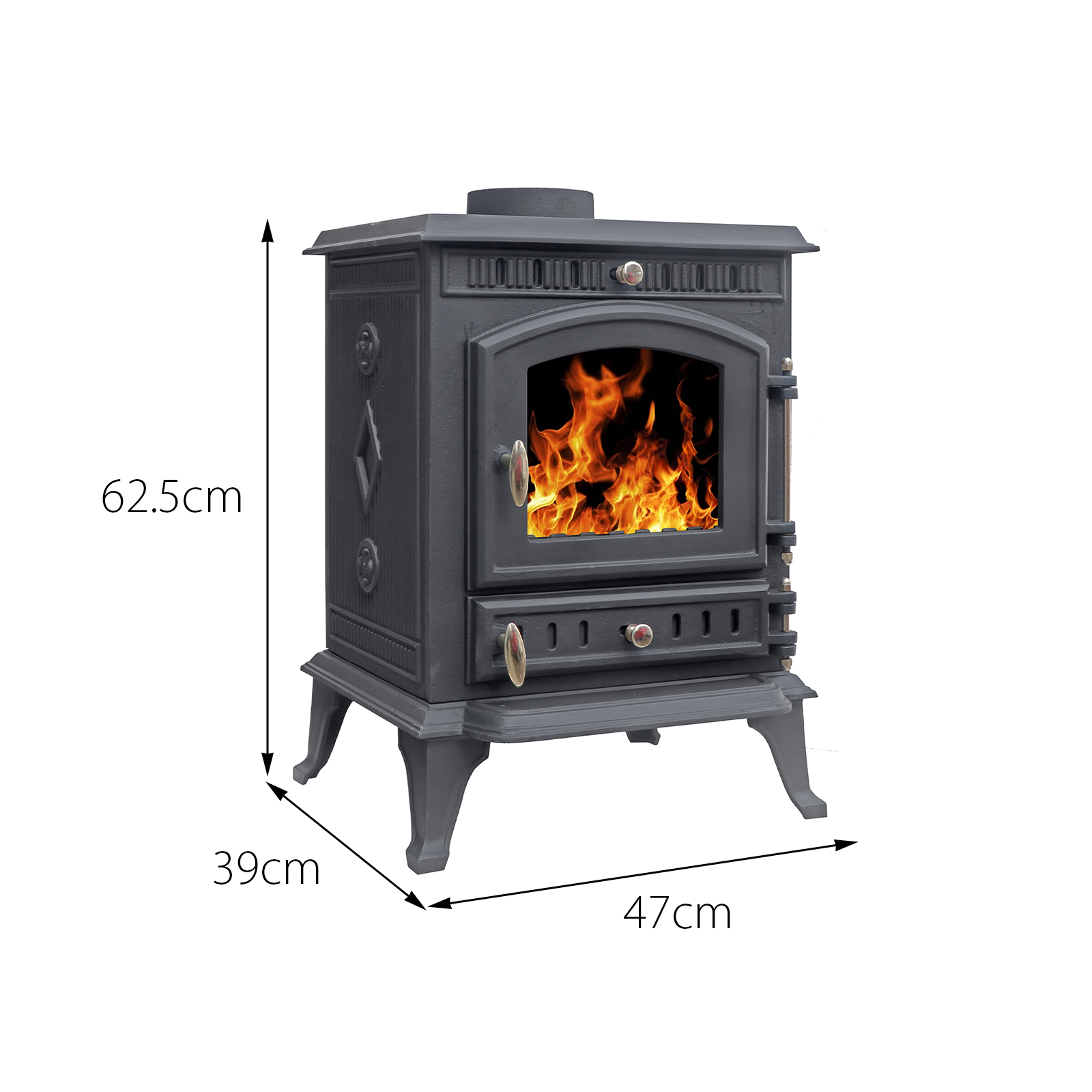 7kw cast iron wood and charcoal burning stove