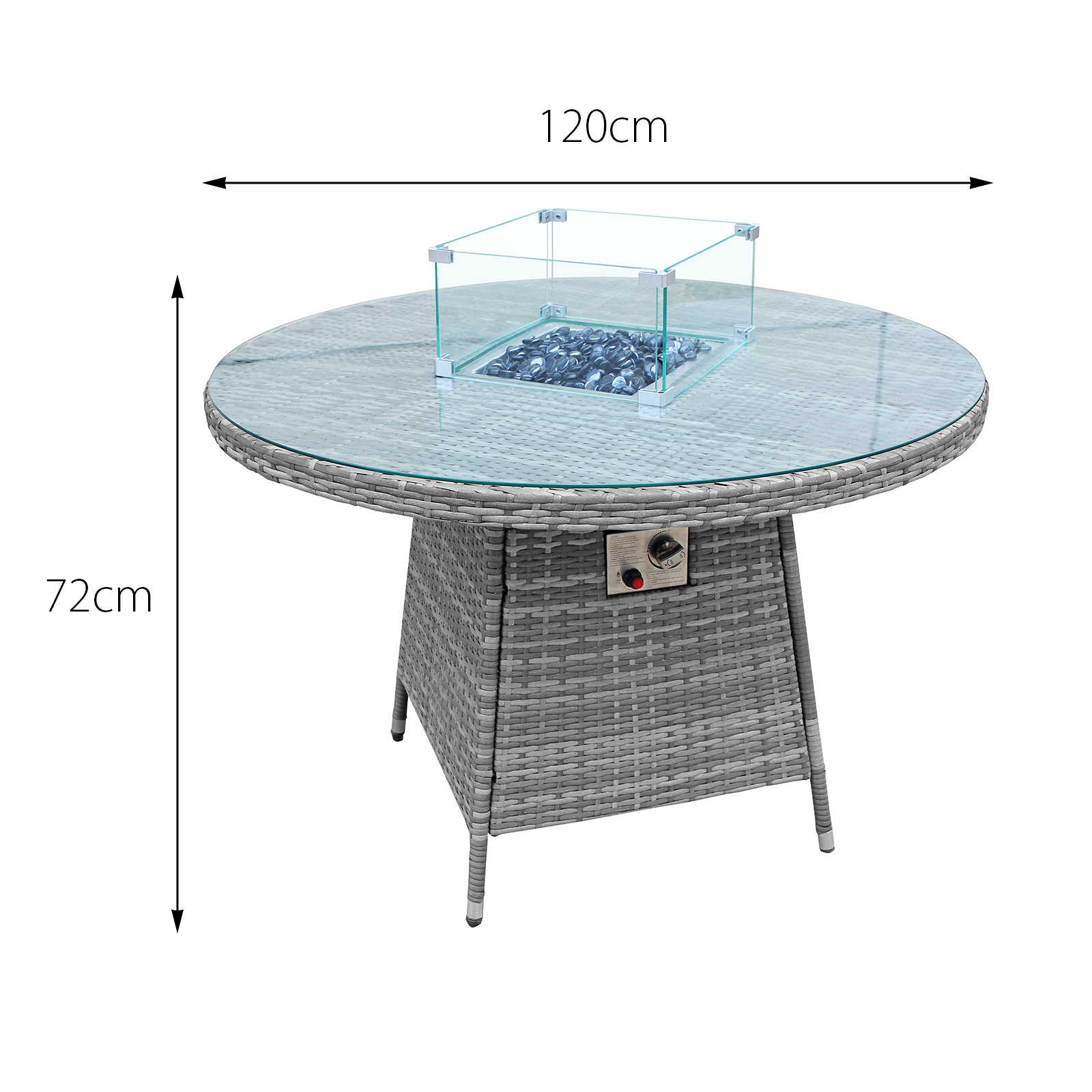 windsor xl rattan 6 seat firepit dining set in mixed grey