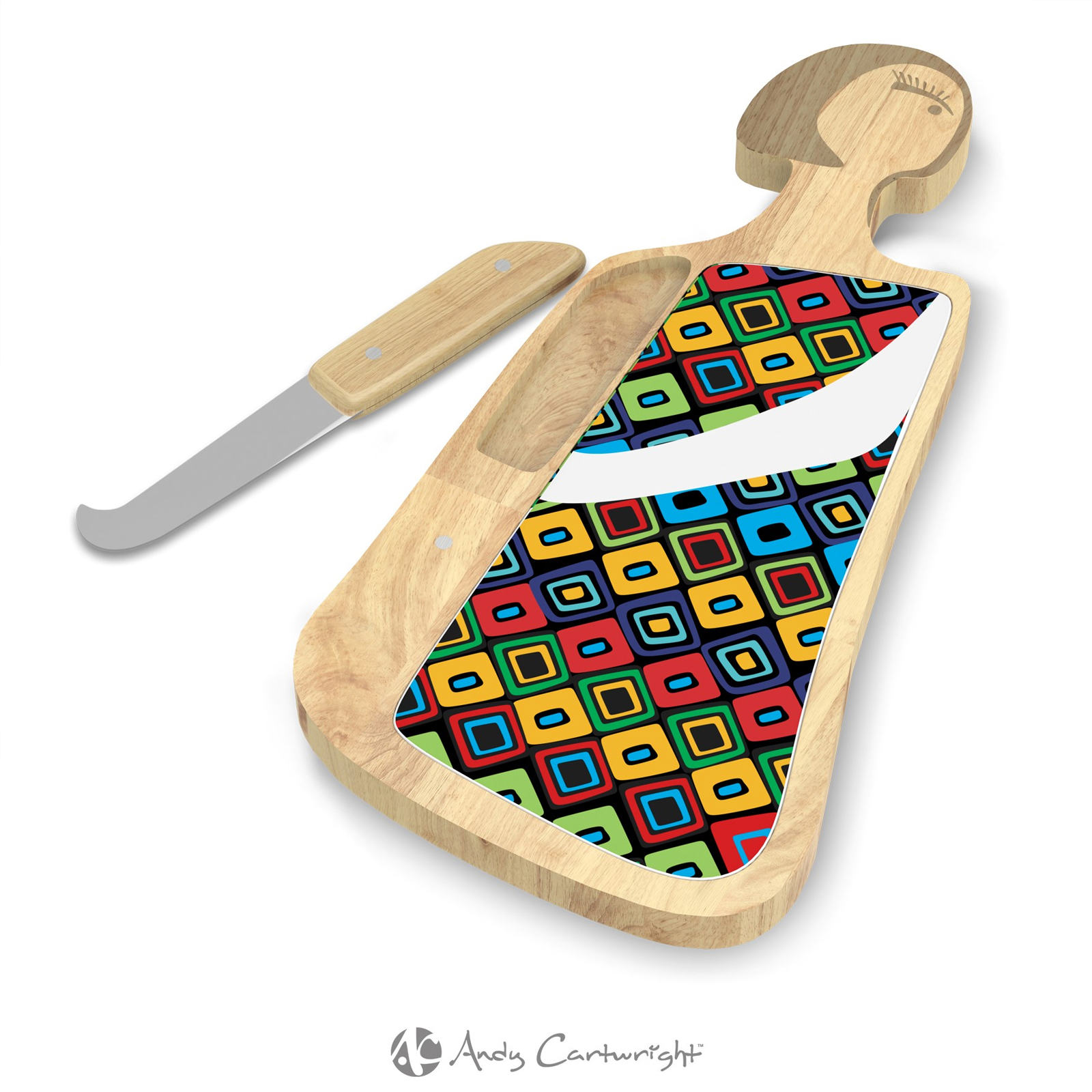 Miss smarty pants serving board set with knife