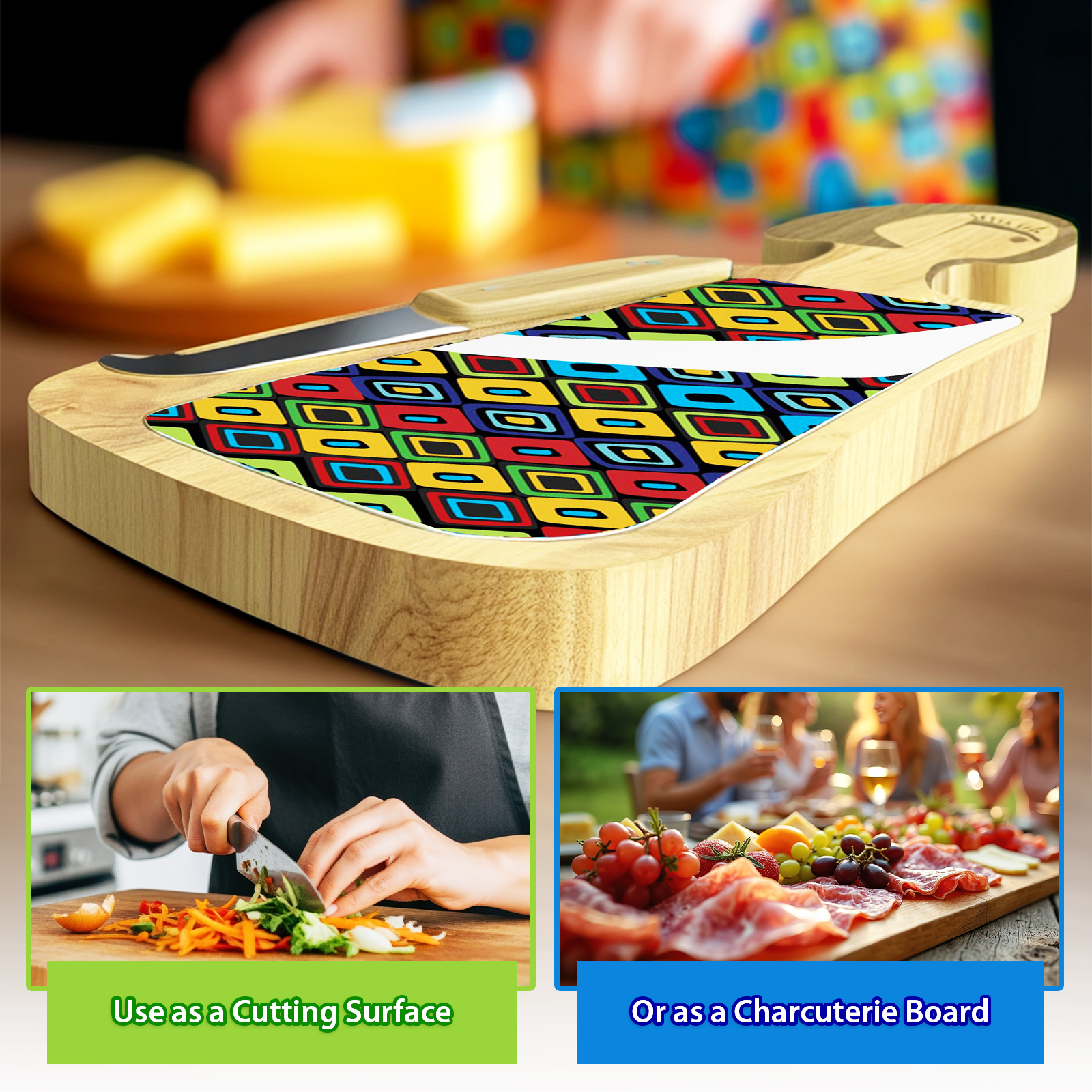 Miss smarty pants serving board set with knife