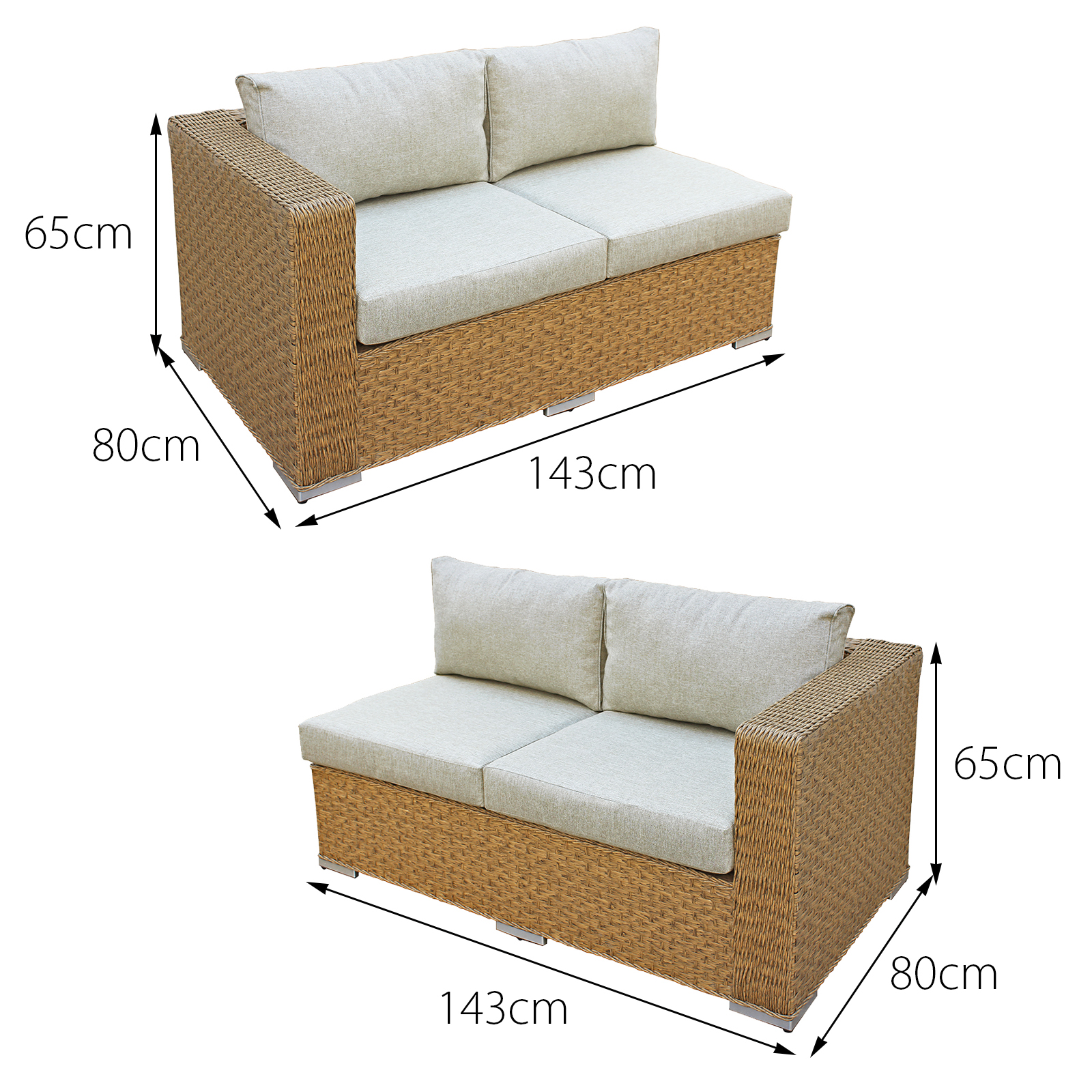 Buxton rattan 9 seat rising firepit corner set in mixed brown with taupe cushions