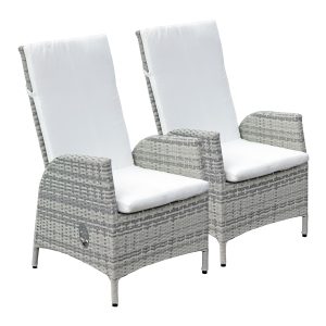 Lisbon (Pack of 2) Rattan Reclining Dining Chair in Mixed Grey