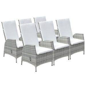 Lisbon (Pack of 6) Rattan Reclining Dining Chair in Mixed Grey