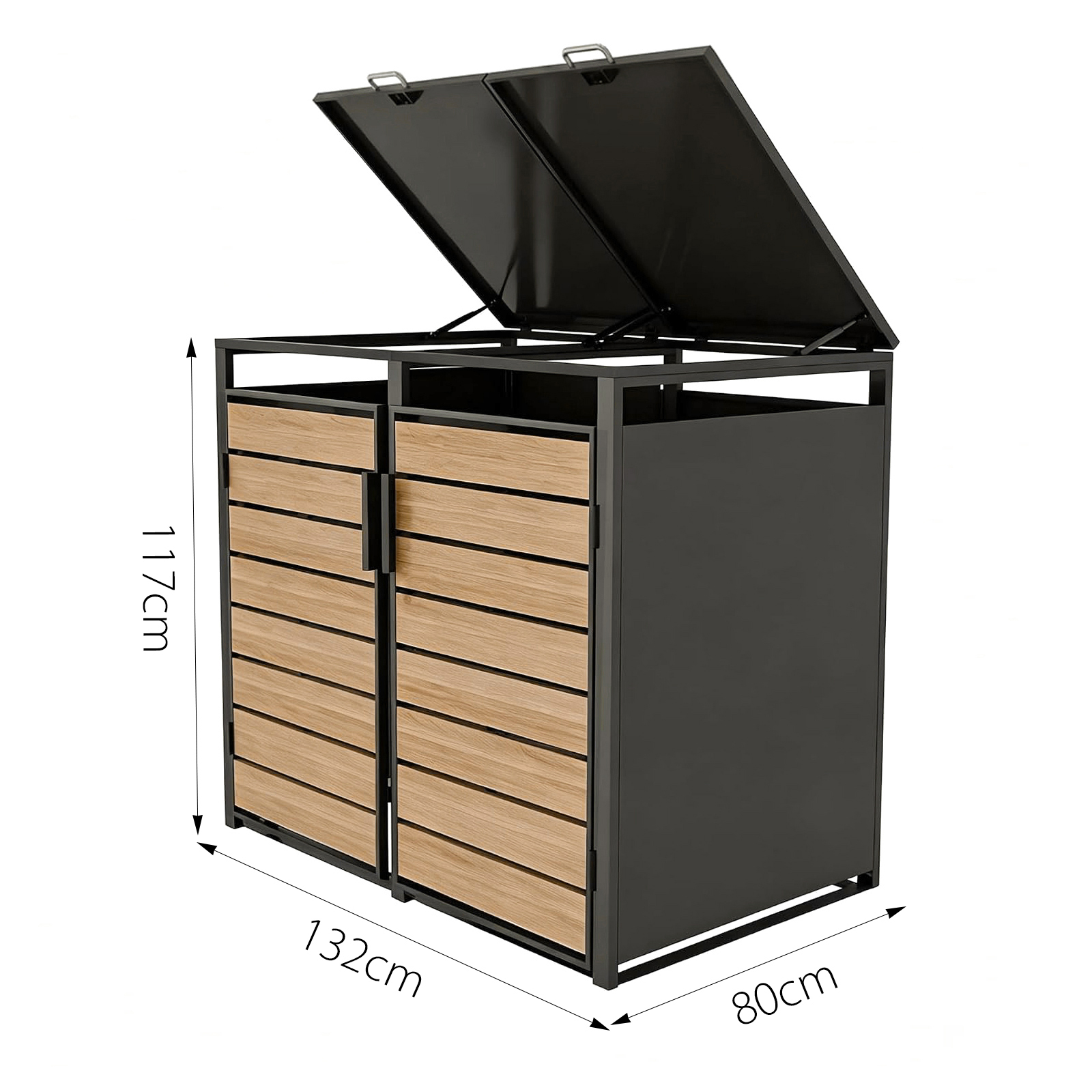 Heavy Duty Double Wheelie Bin Storage with Wood-Effect Doors