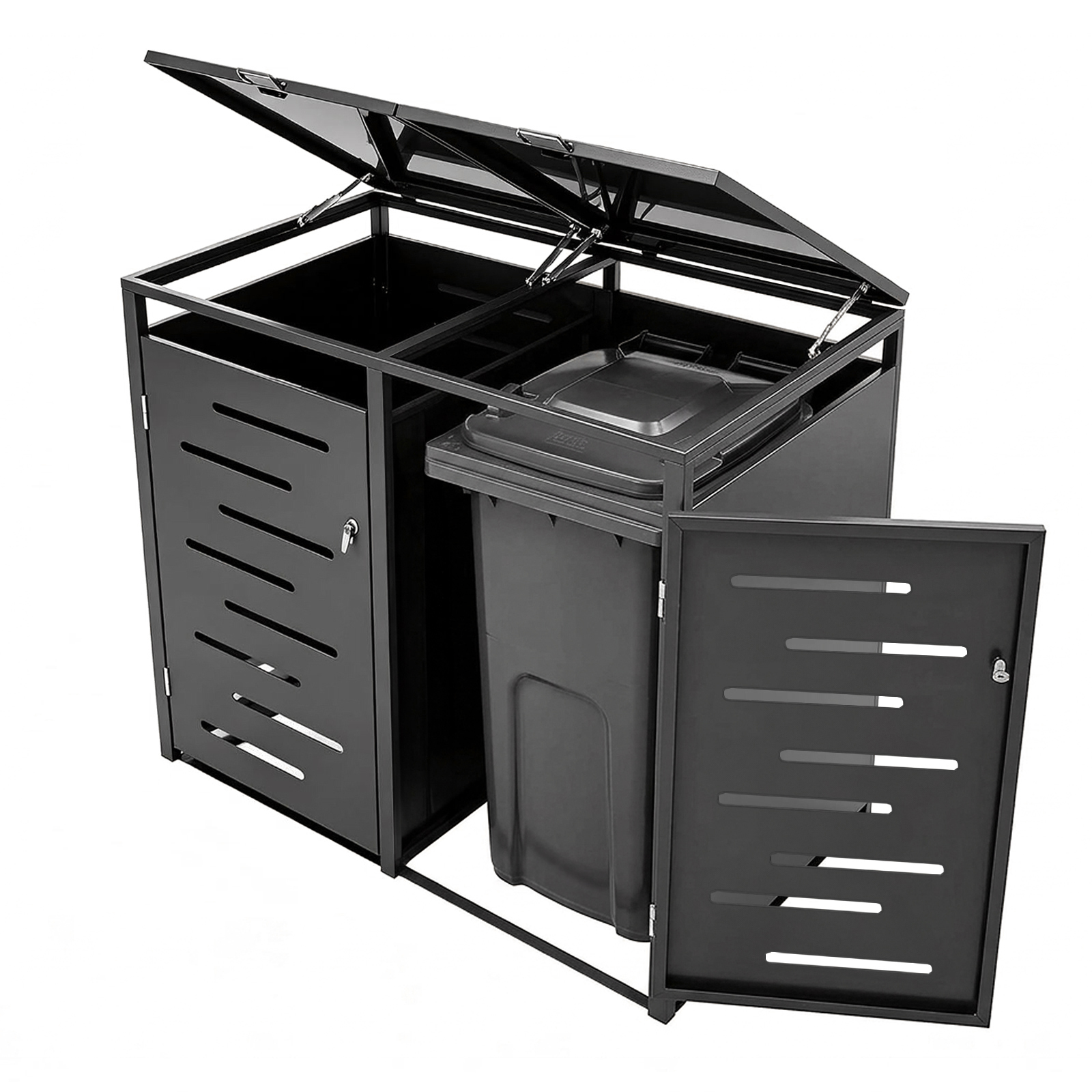 Heavy Duty Double Wheelie Bin Storage with Lockable Doors