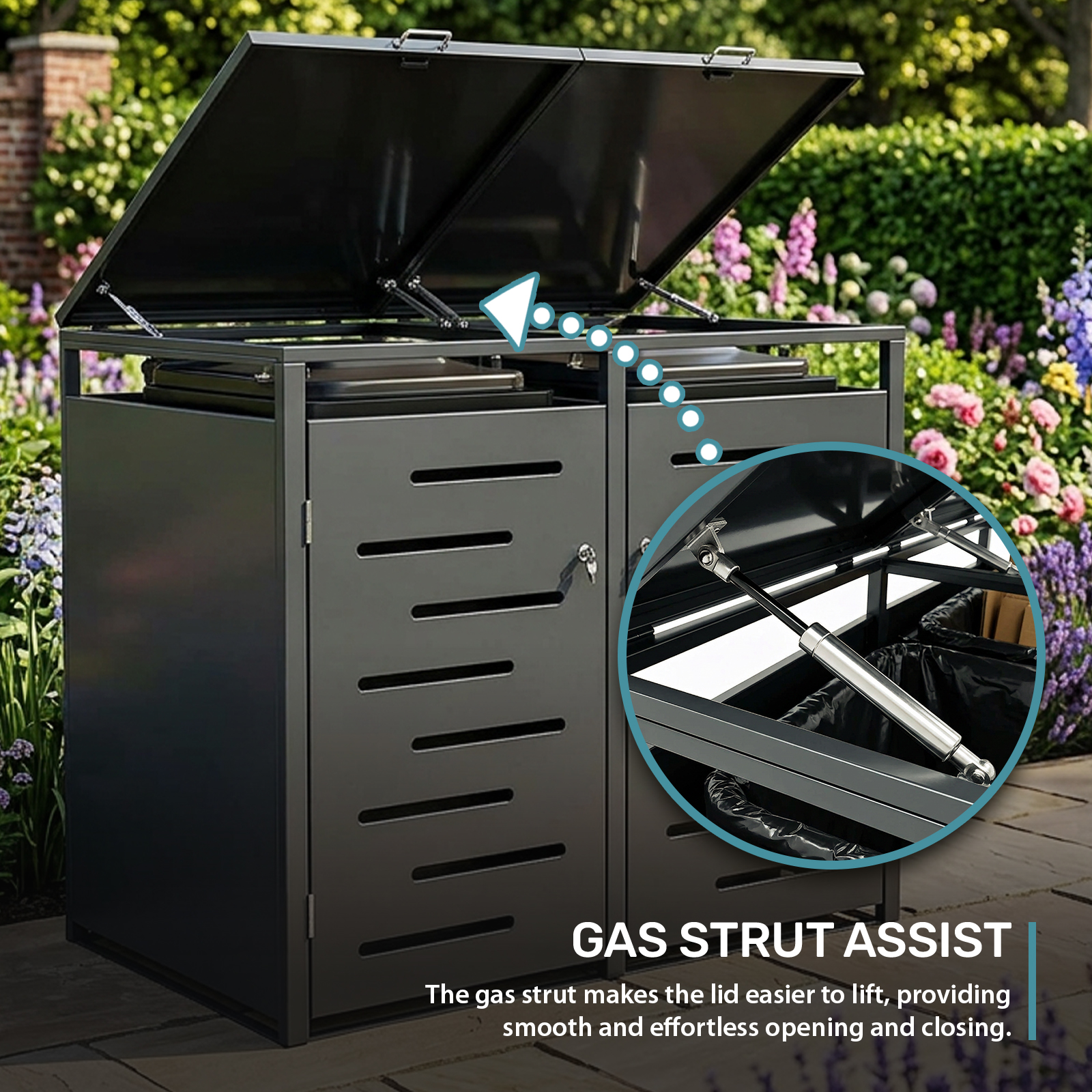 Heavy Duty Double Wheelie Bin Storage with Lockable Doors