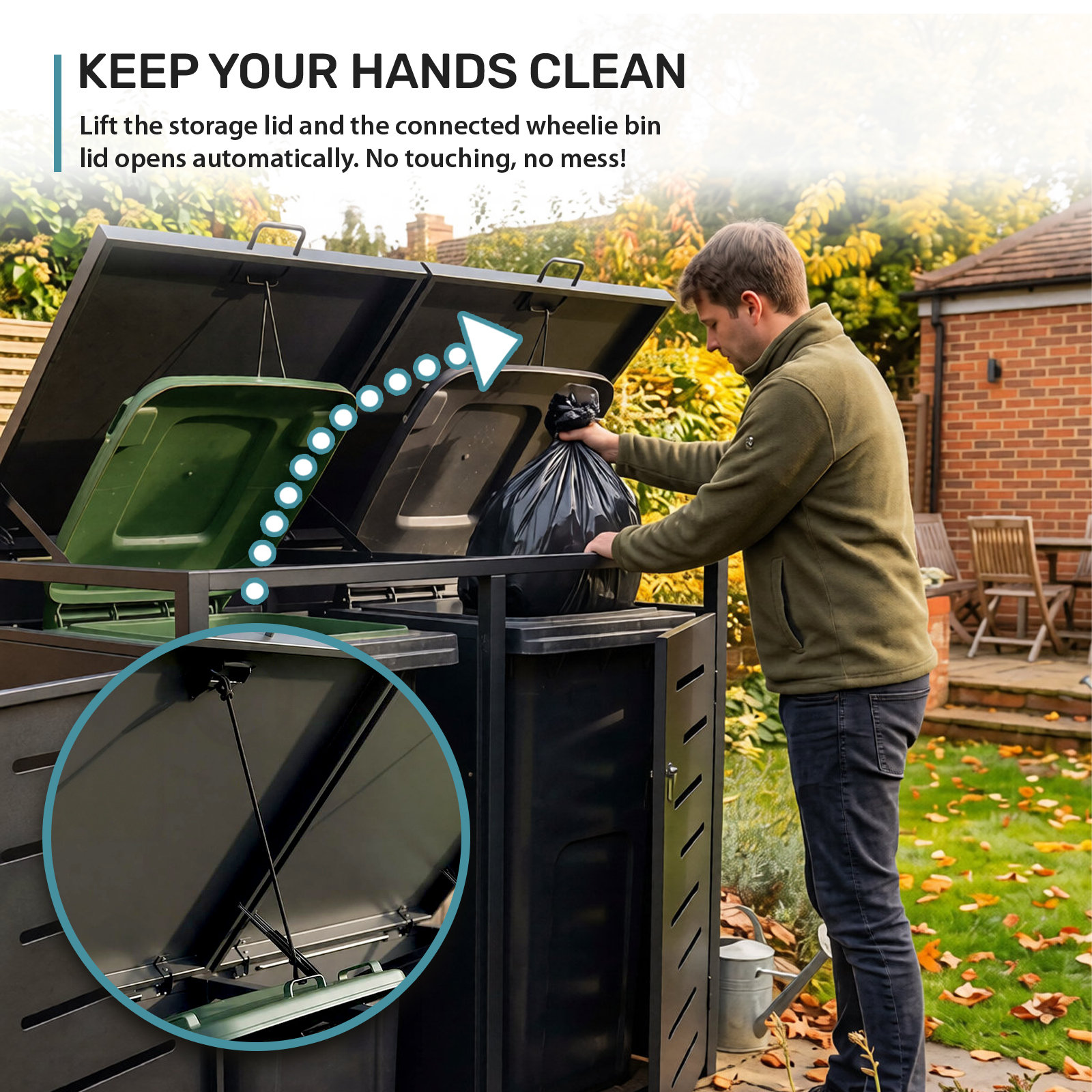 Heavy Duty Double Wheelie Bin Storage with Lockable Doors