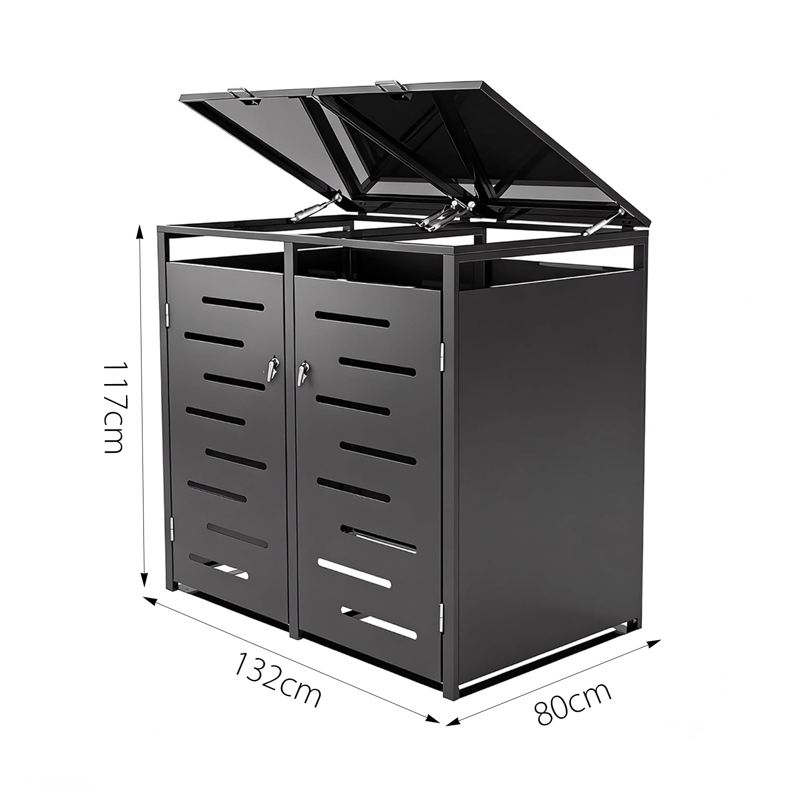 Heavy Duty Double Wheelie Bin Storage with Lockable Doors