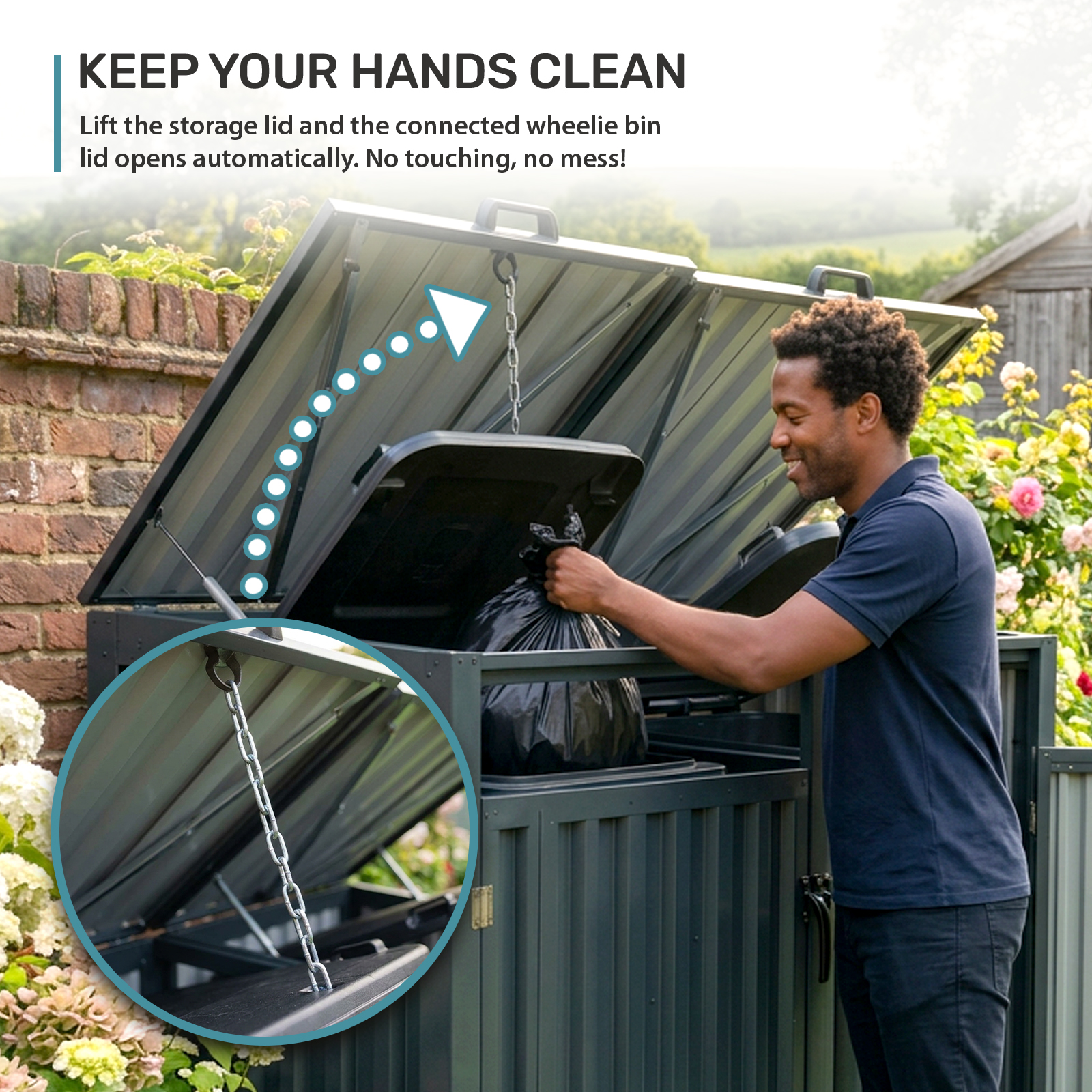 Double Wheelie Bin Storage with Gas Strut-Assist