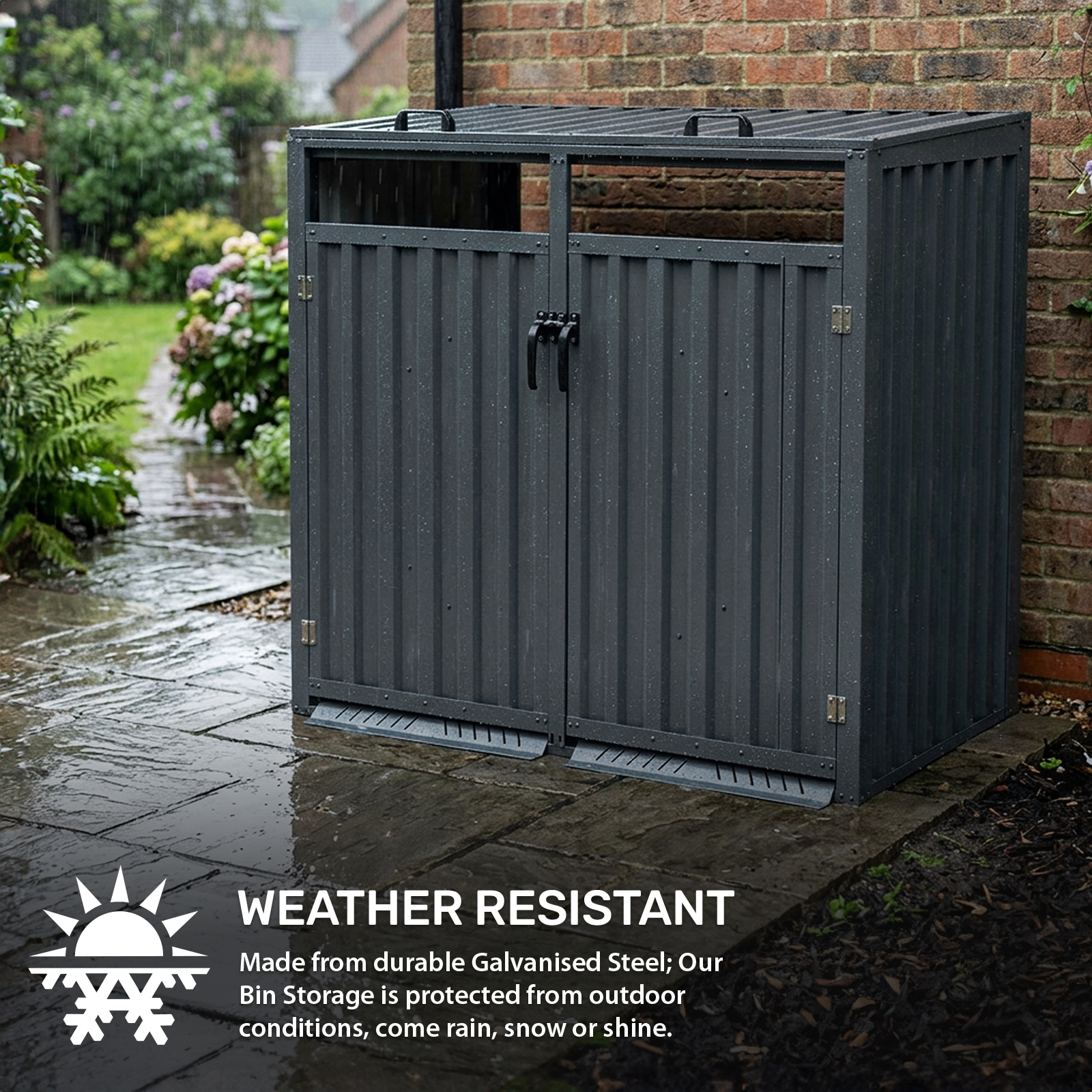 Double Wheelie Bin Storage with Gas Strut-Assist