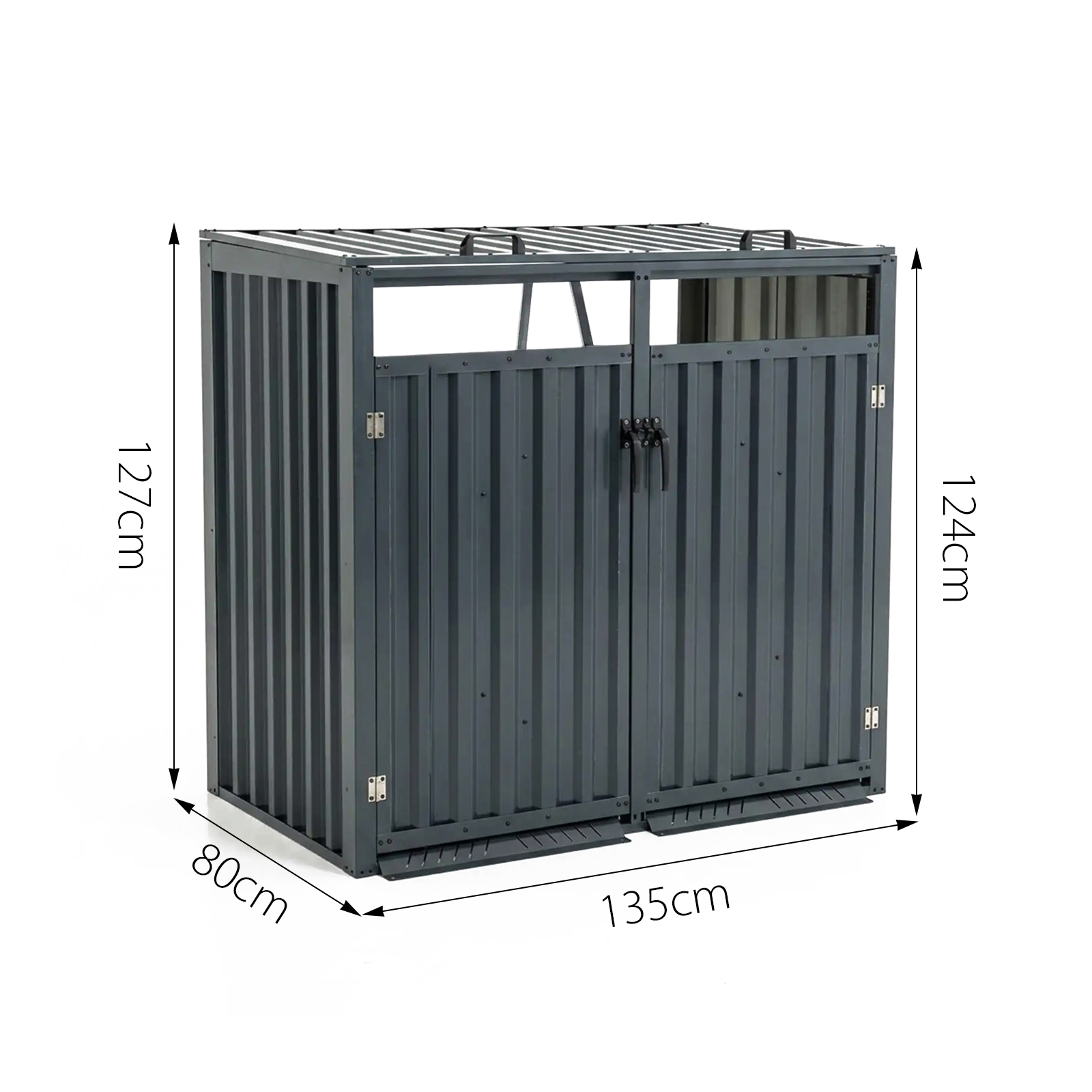 Double Wheelie Bin Storage with Gas Strut-Assist