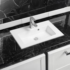 4024B Ceramic 61cm Thin-Edge Inset Basin with Rectangular Bowl