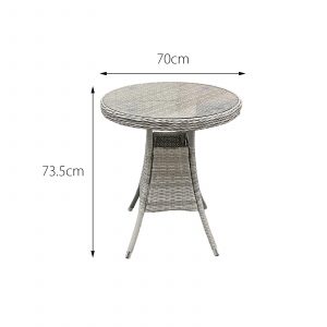 hampton rattan 2 seat bistro set in dove grey with dark grey cushions