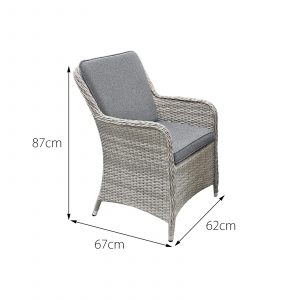 hampton rattan 6 seat dining set in dove grey with dark grey cushions