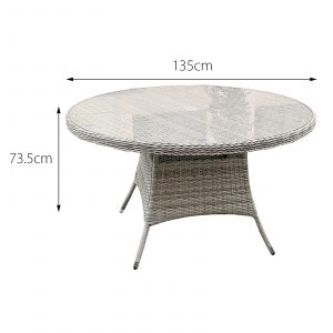 hampton rattan 6 seat dining set in dove grey with dark grey cushions